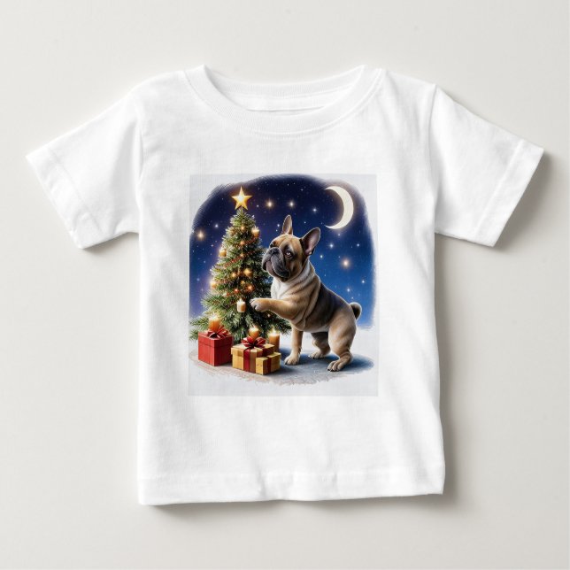 Französische Bulldogge Weihnachtsbaum Bulldog T Shirt (Framsida)