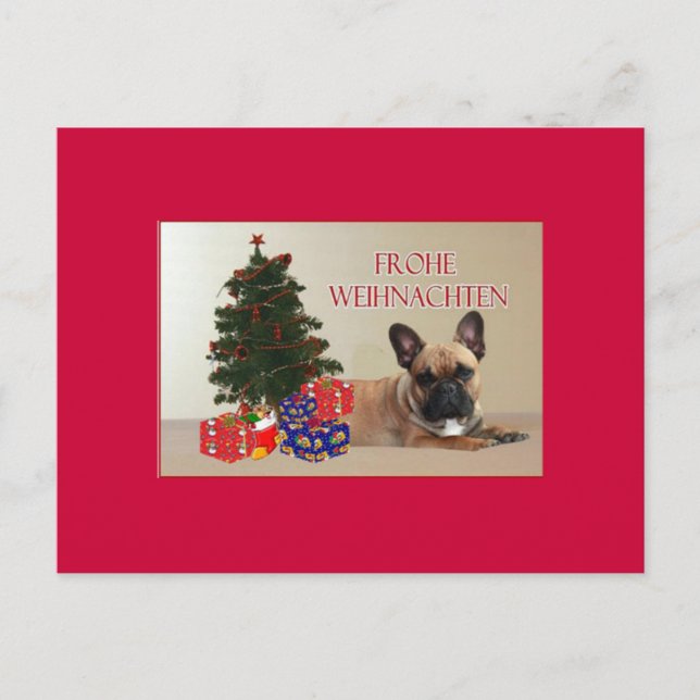 französische Bulldogge Weihnachtskarte Vykort (Framsida)