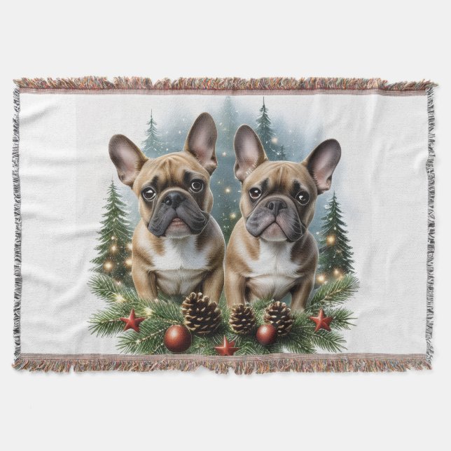 Französische Bulldogge  Weihnachtskranz Bulldog Filt (Framsidan)