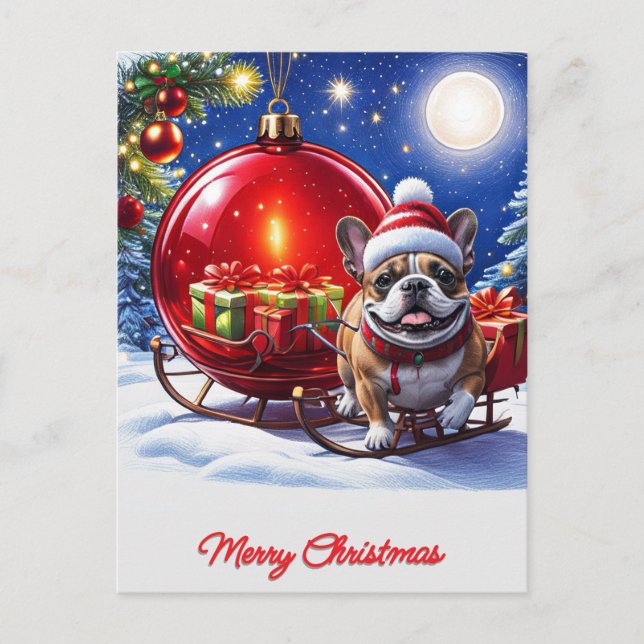 Französische Bulldogge Weihnachtskugel Weihnachten Helg Vykort (Framsida)