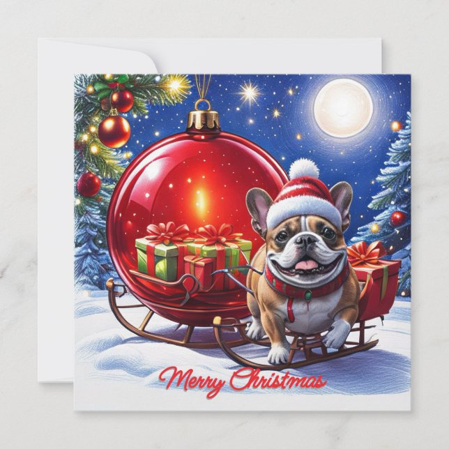 Französische Bulldogge Weihnachtskugel Weihnachten Julkort (Framsida)