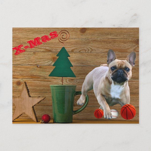  französische Bulldoggen Christmas French Bulldog  Vykort (Framsida)