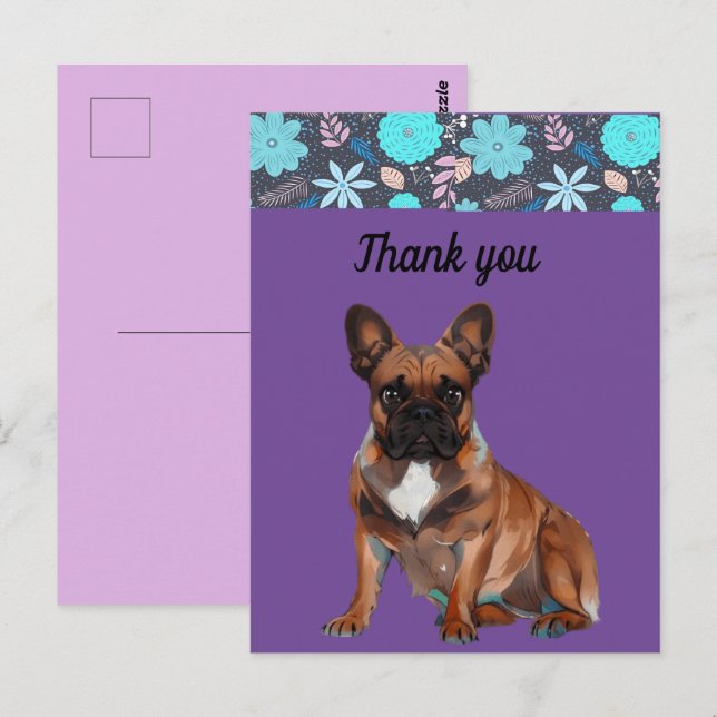  französische Bulldoggen Dankeschön French Bulldog Vykort (Fram/baksida)