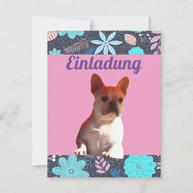 Französische Bulldoggen Einladung French Bulldog Inbjudningar (Framsida)