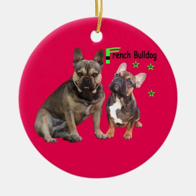 Französische Bulldoggen Keramik Ornament (Framsidan)