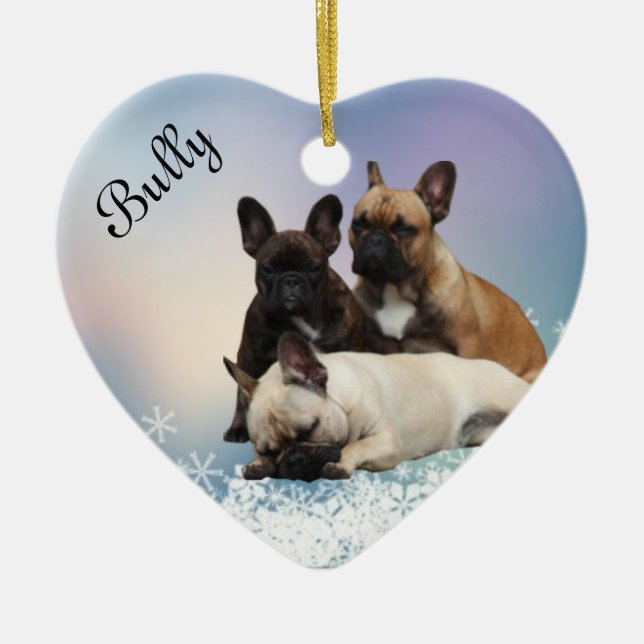 Französische Bulldoggen Keramik Ornament (Framsidan)