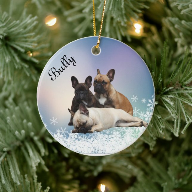 Französische Bulldoggen Keramik Ornament (Träd)