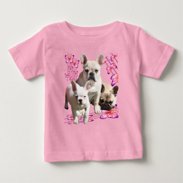 Französische Bulldoggen Schmetterling  Bulldog T Shirt (Framsida)