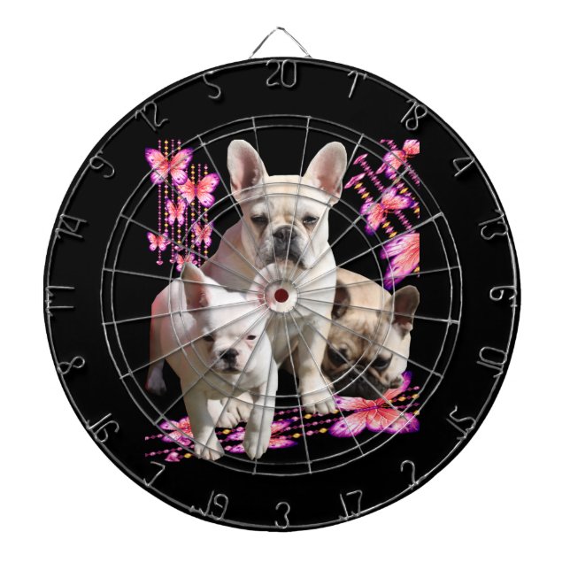 Französische Bulldoggen Schmetterlings Tag Darttavla (Framsidan)