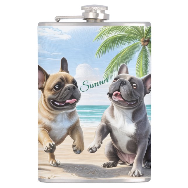 Französische Bulldoggen Strand French Bulldog Fickplunta (Framsidan)