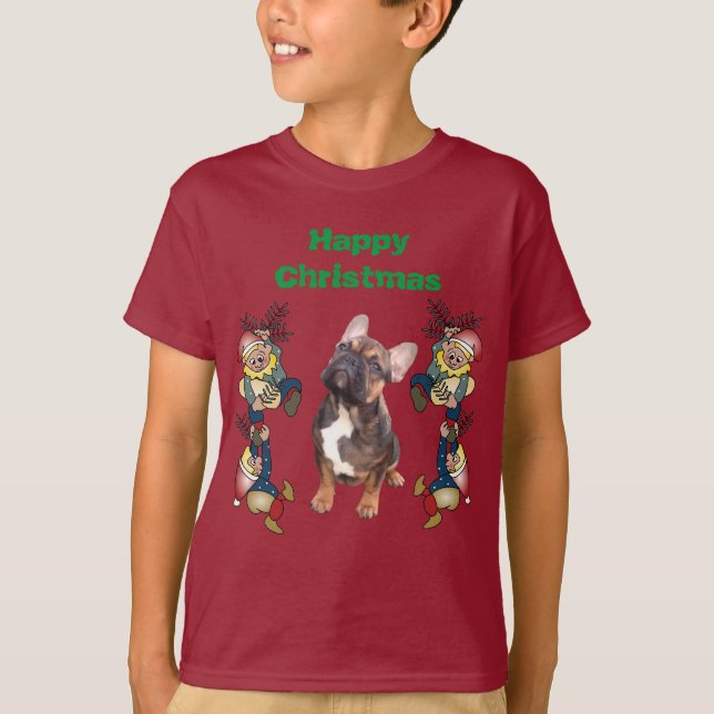 Französische Bulldoggen Weihnachten French Bulldog T Shirt (Framsida)