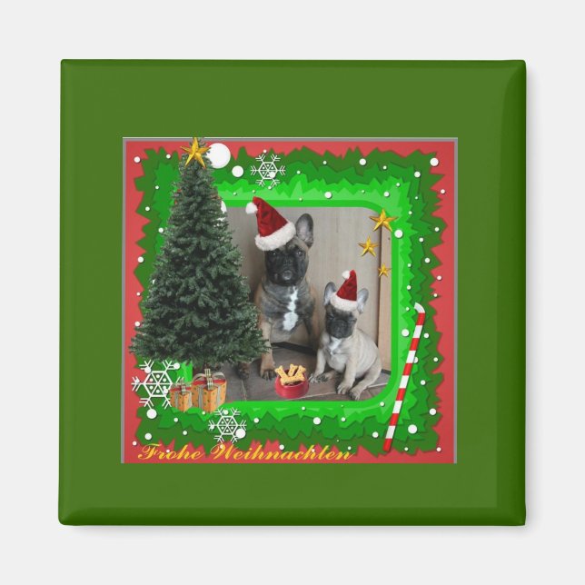 Französische Bulldoggen Weihnachten Magnet (Framsidan)