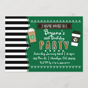 Frap Coffee Födelsedagsfest Chic Inbjudningar