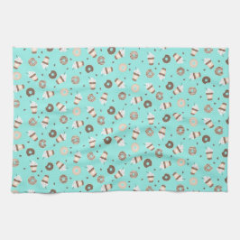 Frappuccino Coffee Sprinkled Donut Mönster Kökshandduk