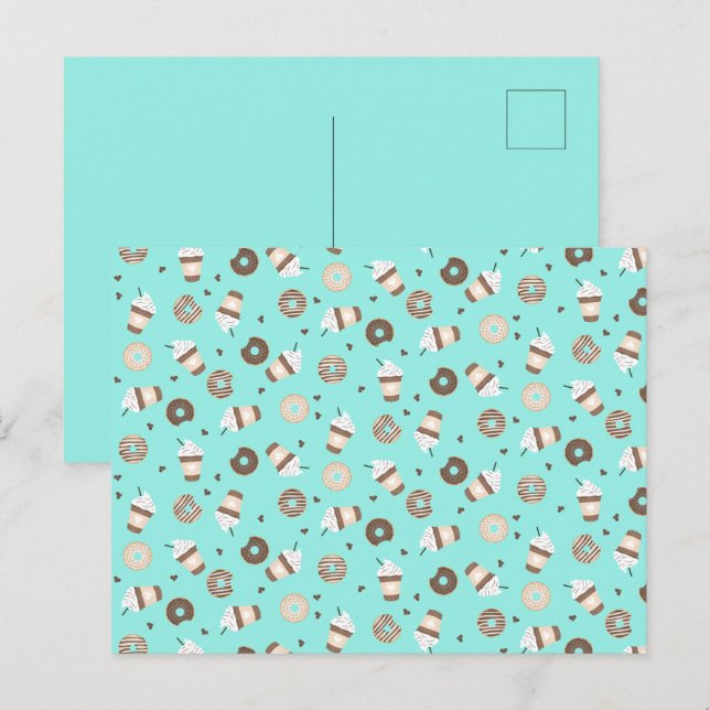 Frappuccino Kaffe Strössel Donut Mönster Vykort (Fram/baksida)