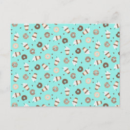 Frappuccino Kaffe Strössel Donut Mönster Vykort