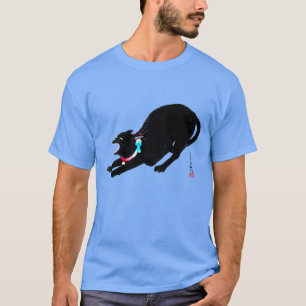 Fräsande Väsande Svart Japansk Katt T Shirt