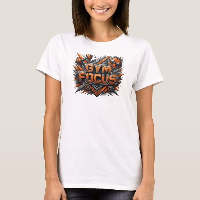 Fräsch rosa GYM FOCUS Grafisk T-shirt (Framsida)