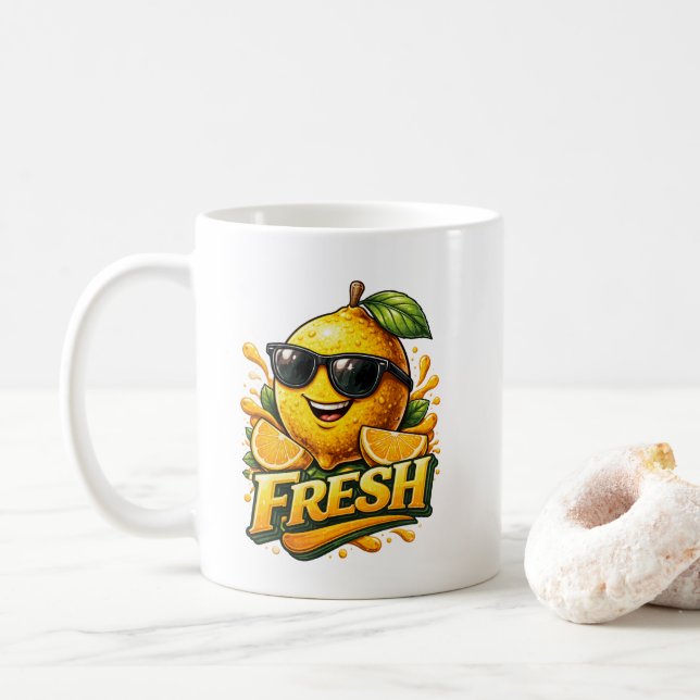 Fräscha sommarvibbar med citron Söt citrus-karaktä Kaffemugg (Med munk)