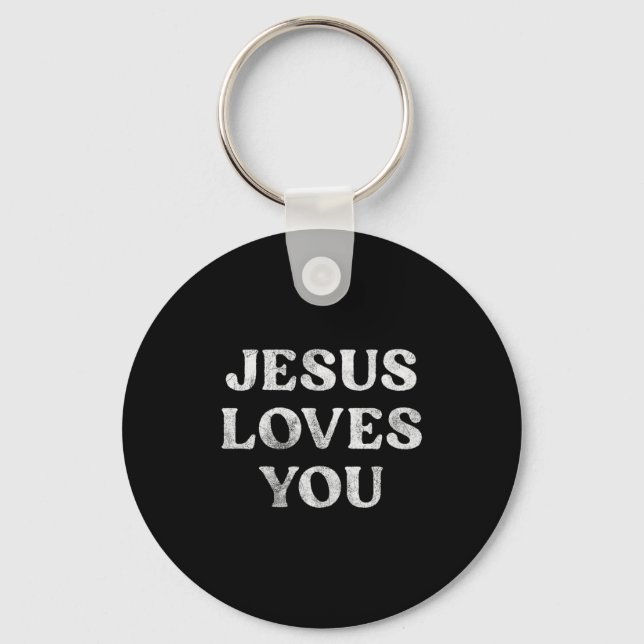 Frase Jesus Älskar Dig På En Premium Tri-blend  Nyckelring (Framsida)