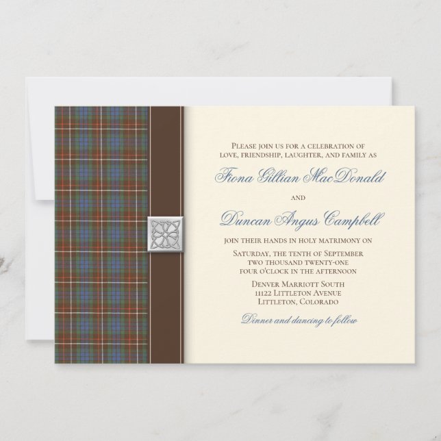 Fraser Ancient Hunting Tartan Wedding bjudande Inbjudningar (Framsida)
