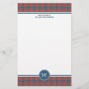 Fraser av Lovat Ancient Tartan Monogram Stationery Brevpapper