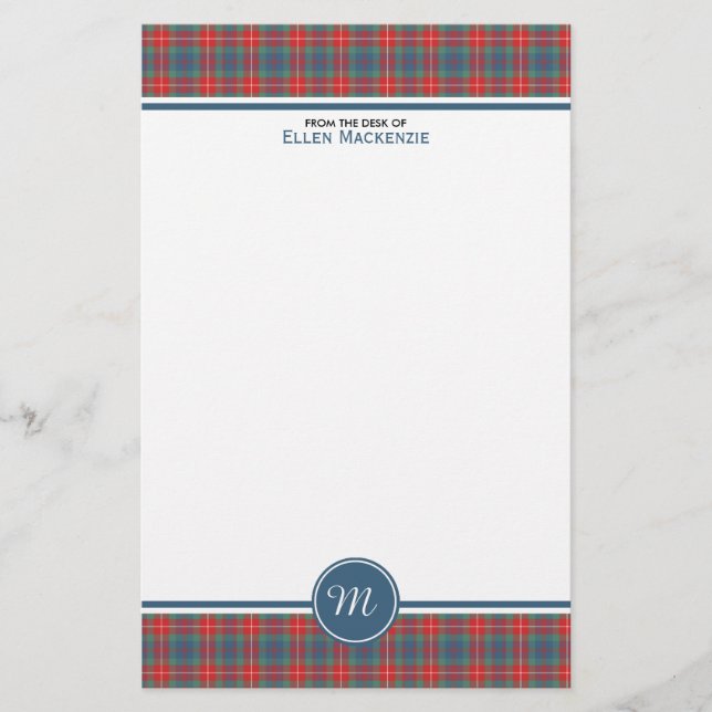 Fraser av Lovat Ancient Tartan Monogram Stationery Brevpapper (Framsida)
