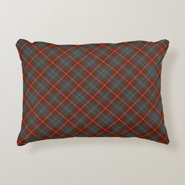 Fraser av Lovat Mörk Red Scottish Tartan Prydnadskudde (Framsidan)