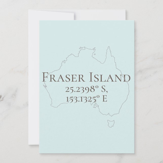 Fraser Island Australien Latitude & Longitud Kort (Framsida)
