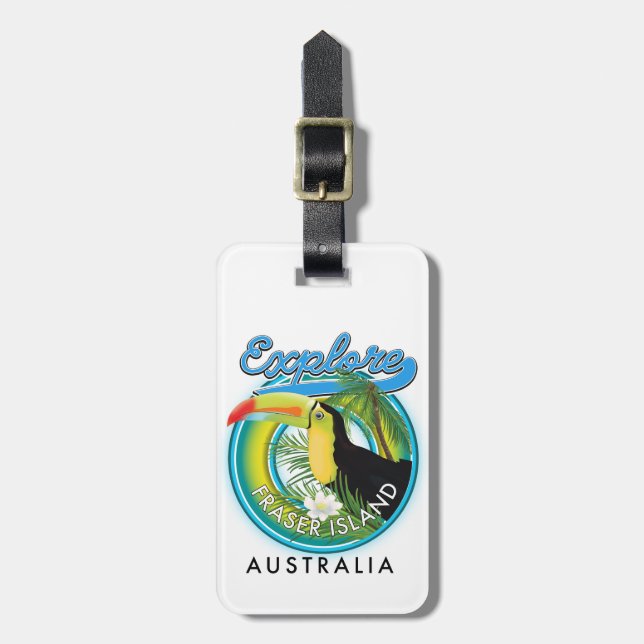 Fraser Island Australien utforskning logotyp Bagagebricka (Vertikal Framsida)