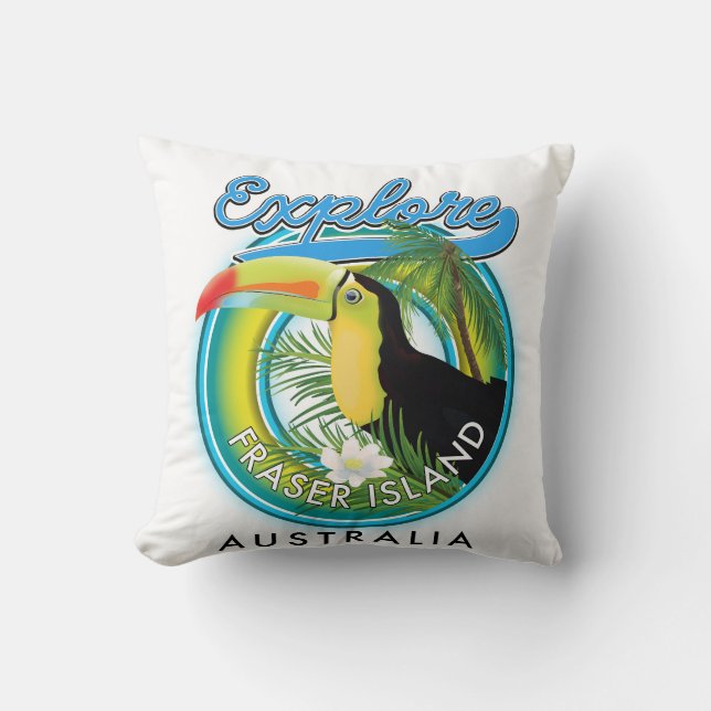 Fraser Island Australien utforskning logotyp Kudde (Framsida)
