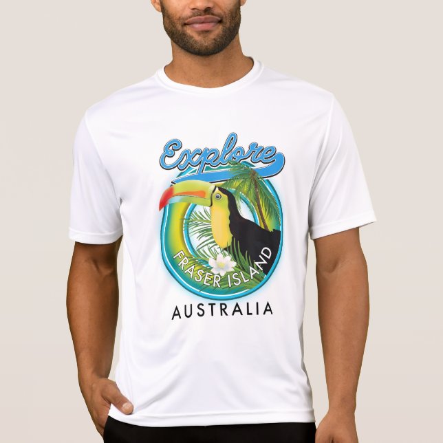 Fraser Island Australien utforskning logotyp T Shirt (Framsida)