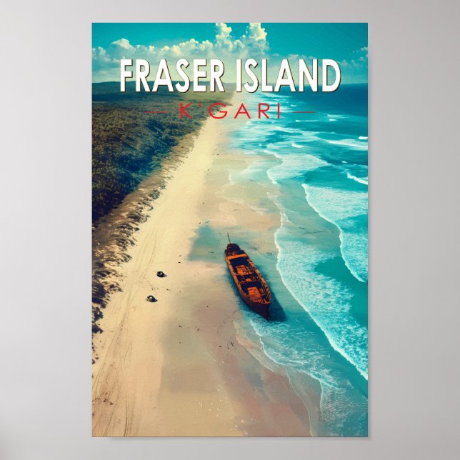 Fraser Island K'gari Australia Travel Art Vintage Poster (Framsidan)