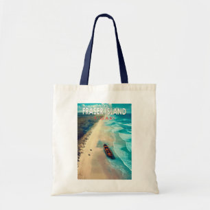 Fraser Island K'gari Australia Travel Art Vintage Tygkasse