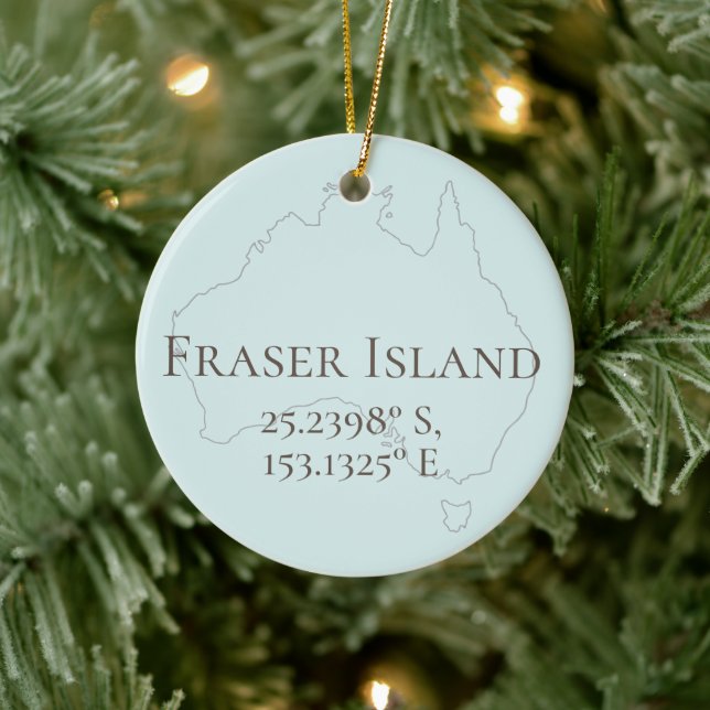 Fraser Island Latitude & Longitud Personlig Julgransprydnad Keramik (Träd)