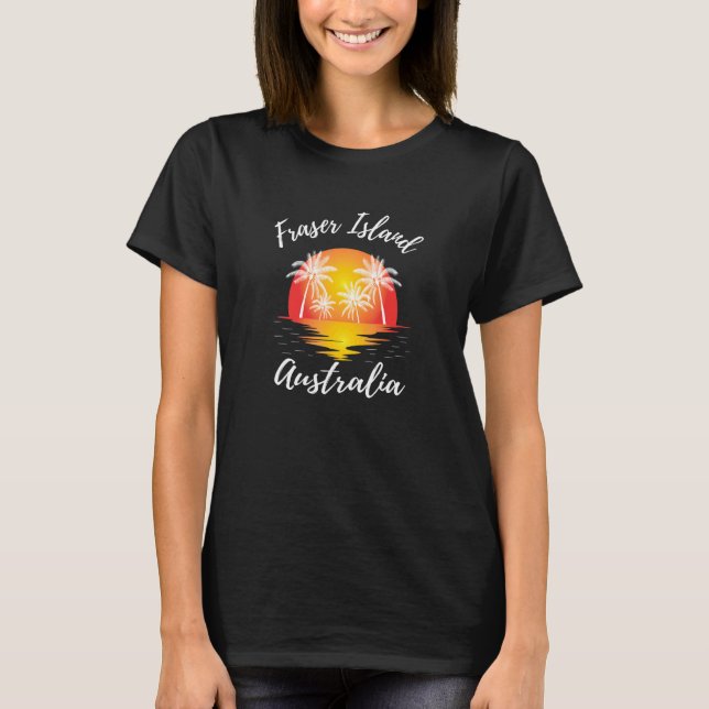 Fraser Island Reflaser Sunset Art Handflatan Träd T Shirt (Framsida)