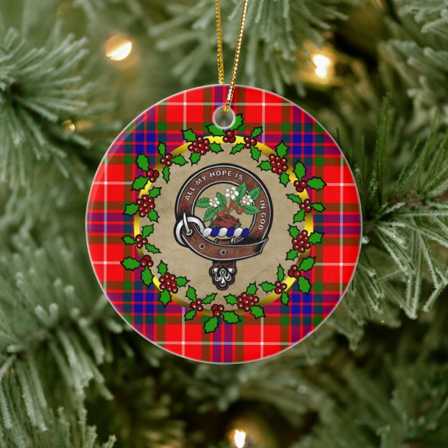 Fraser Klan Badge & Tartan Personlig Julafton Julgransprydnad Keramik (Träd)
