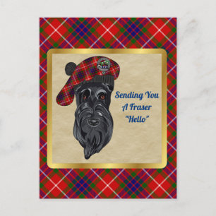 Fraser Klan Badge & Tartan Postcard Vykort