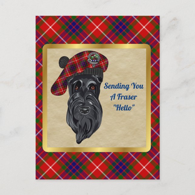 Fraser Klan Badge & Tartan Postcard Vykort (Framsida)