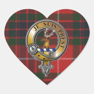 Fraser Lovat Tartan & Badge Hjärtformat Klistermärke