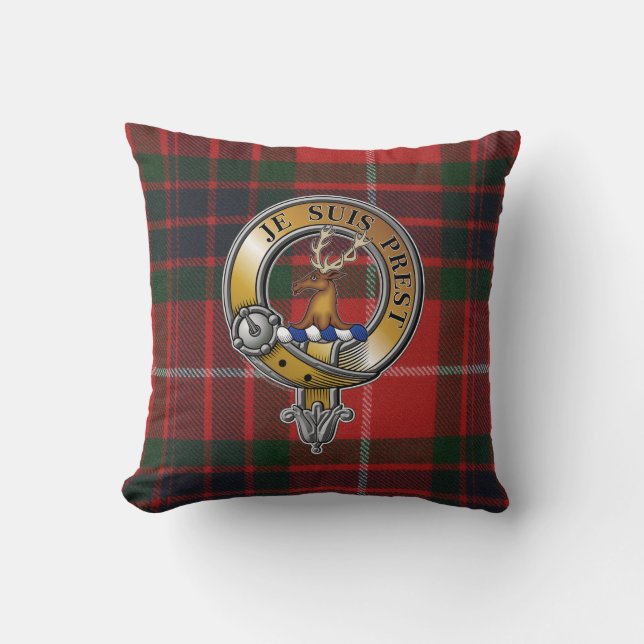Fraser Lovat Tartan & Badge Kudde (Framsida)