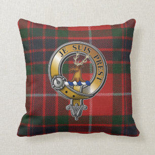 Fraser Lovat Tartan & Badge Kudde