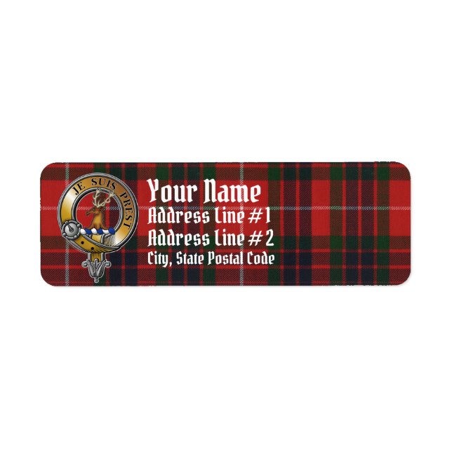 Fraser Lovat Tartan & Badge Returadress Etikett (Framsidan)
