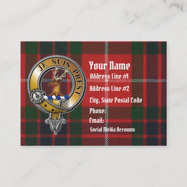 Fraser Lovat Tartan & Badge Visitkort (Framsida)