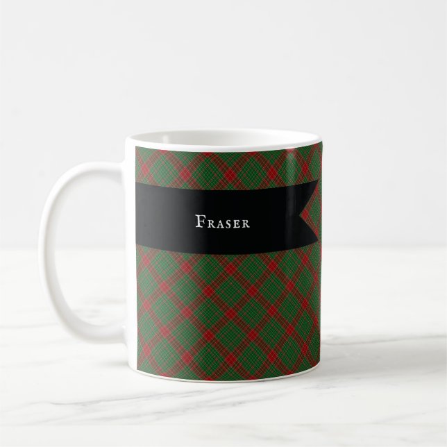 Fraser of Castle Leathers Tartan Randigt Mönster Kaffemugg (Vänster)