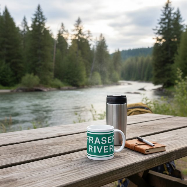 Fraser River Highway Sign British Columbia Kanada Kaffemugg (Skapare uppladdad)