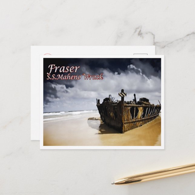 Fraser - S.S.Maheno Wrack - Australien - Vykort (Fram/Back In Situ)