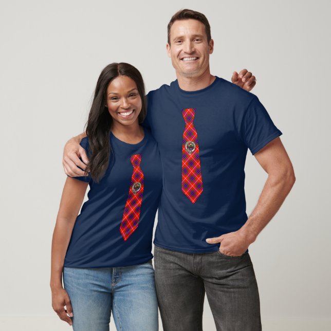 Fraser Scottish Badge & Tartan Necktie  T Shirt (Unisex)