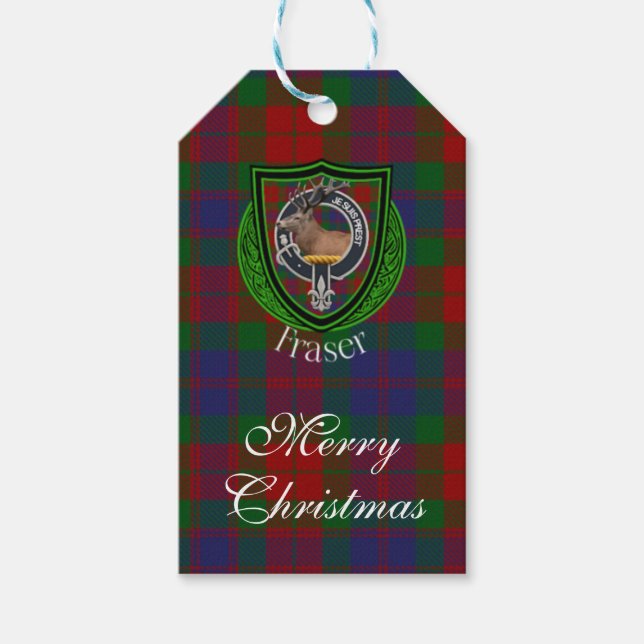 Fraser Scottish Clan Tartan & Crest Presentetikett (Framsidan)