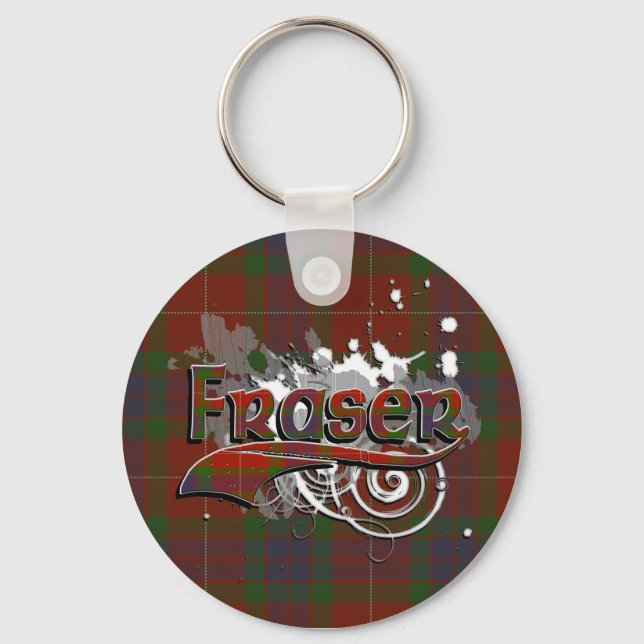 Fraser Tartan Grunge Nyckelring (Framsida)